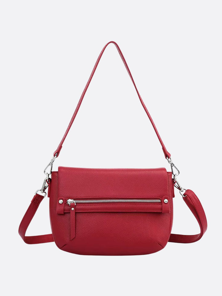 sac bandoulière rectangulaire cuir rouge