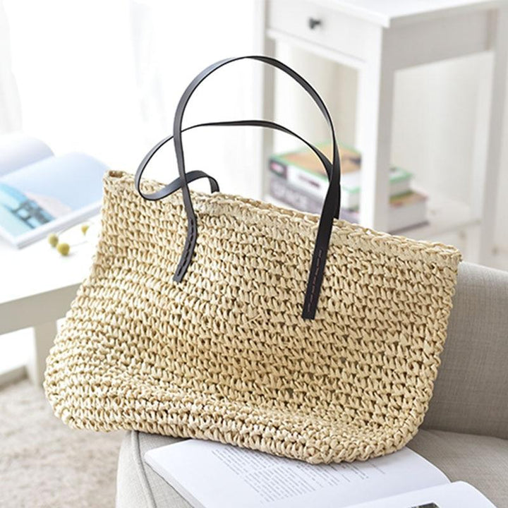 grand sac cabas paille beige